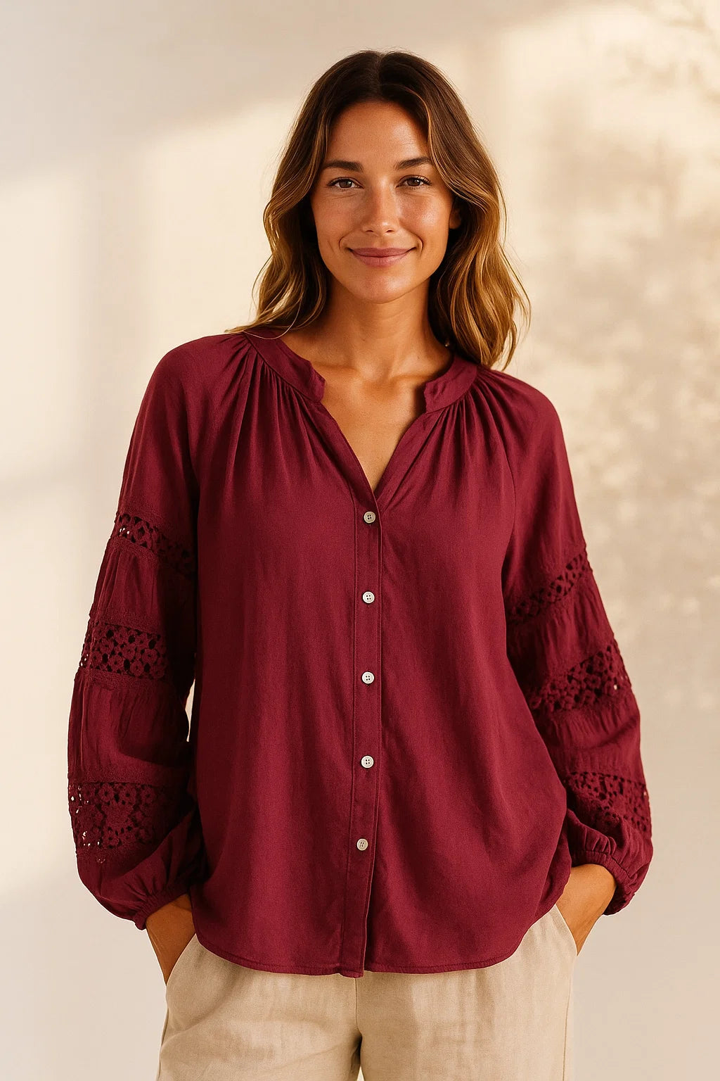 Chemise en Coton avec Dentelle