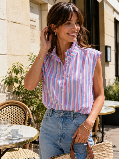 Chemise sans Manches Rayée