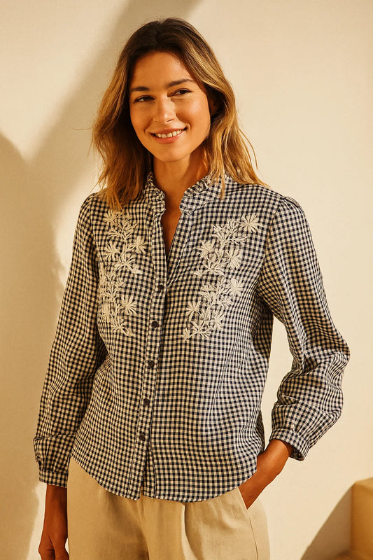Chemise Vichy Brodée