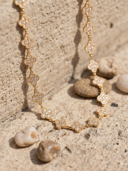 Collier Anaïs - Fleurs Strass Blancs