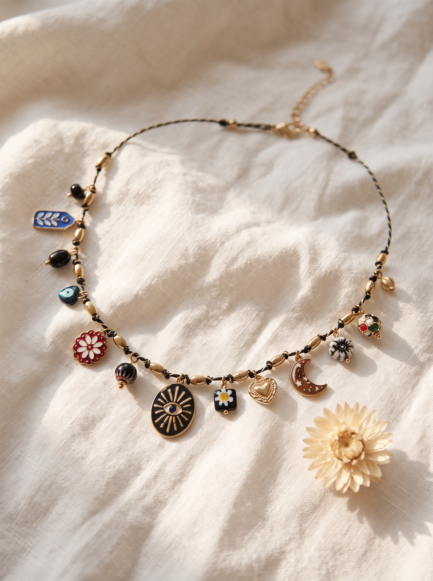 Collier Multi-Pampilles - Noir Doré