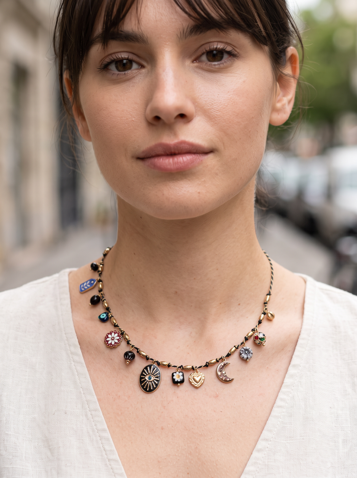 Collier Multi-Pampilles - Noir Doré