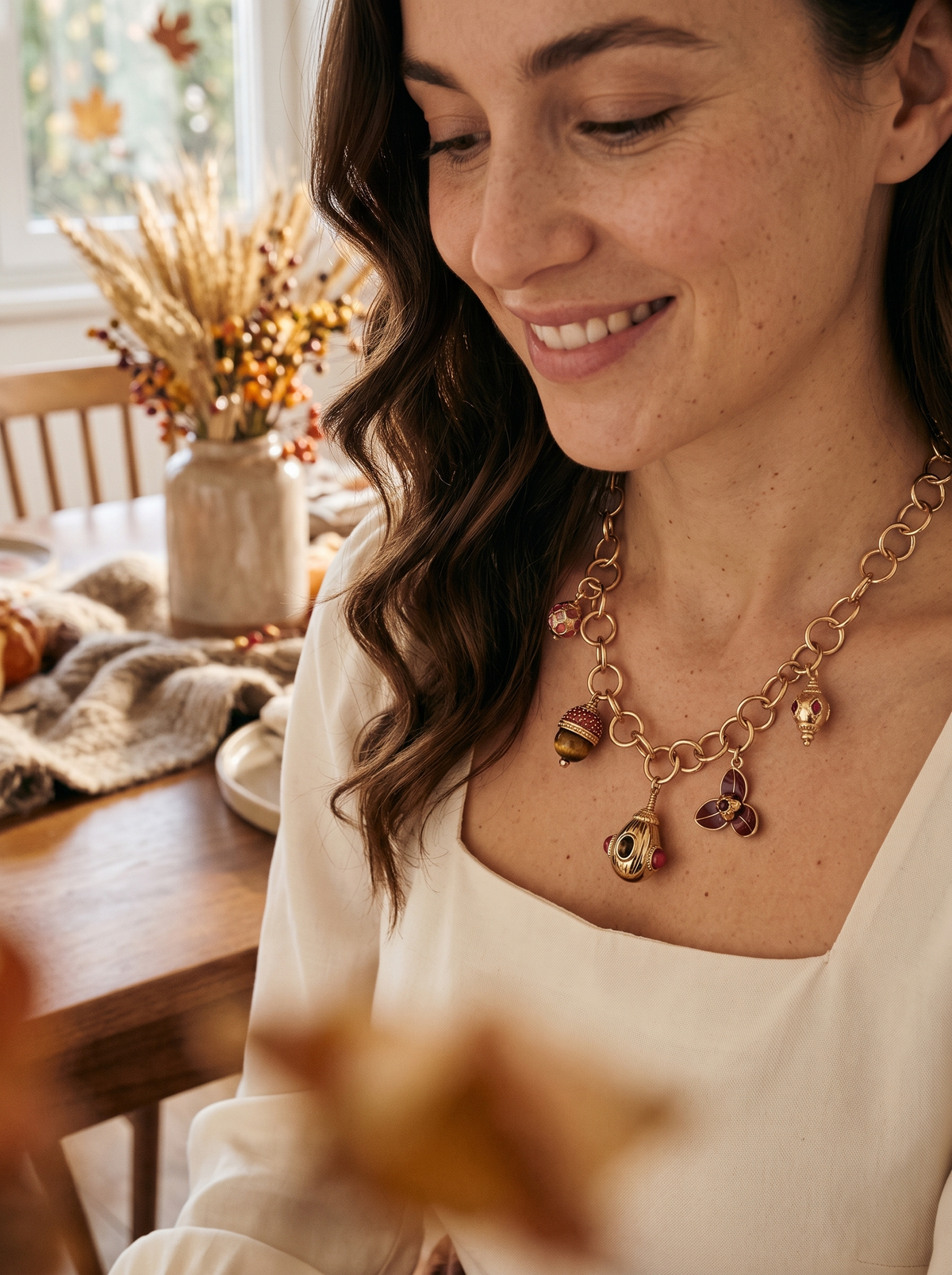 Collier Pampilles - Bordeaux Doré