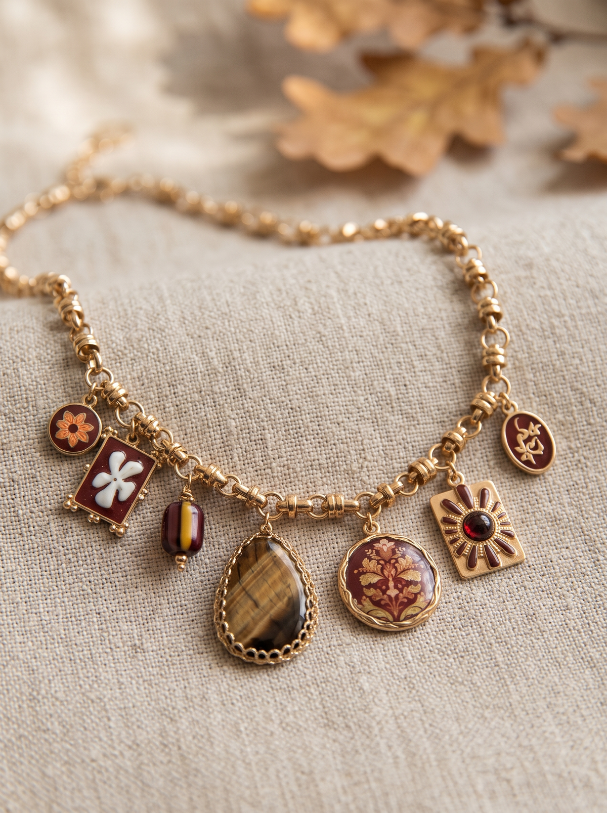 Collier Pampilles Pierre - Chocolat Doré