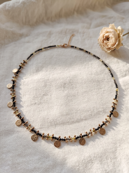 Collier Pierres Pastilles - Doré Noir