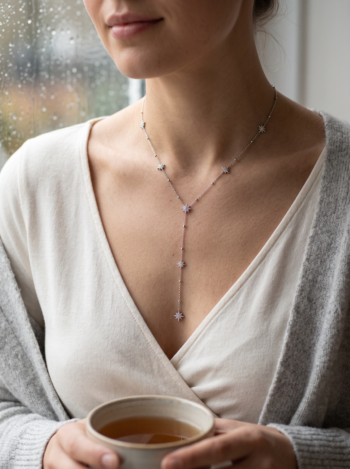 Collier Y Étoiles Strass - Argenté