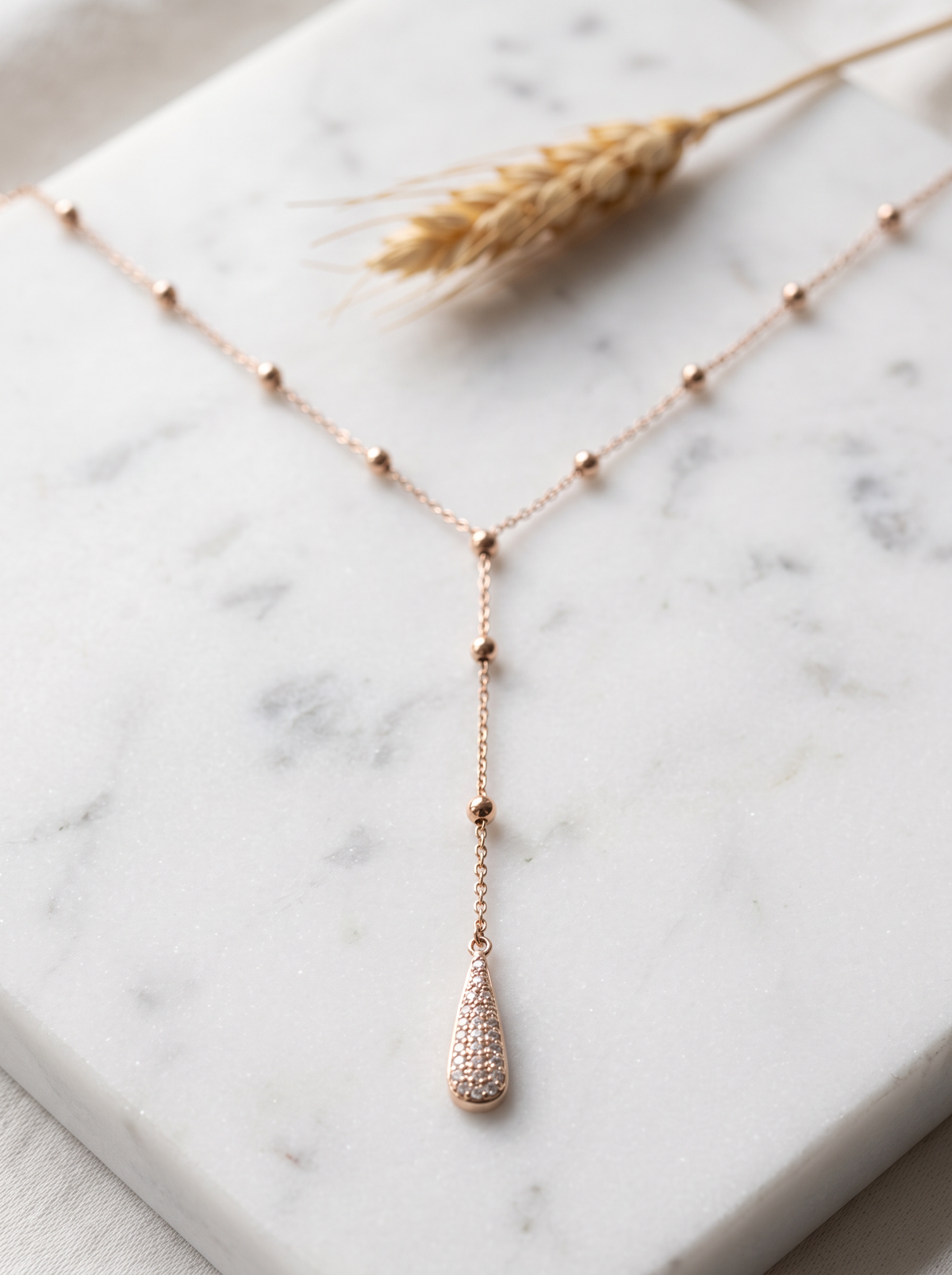 Collier Y Goutte Strass - Doré