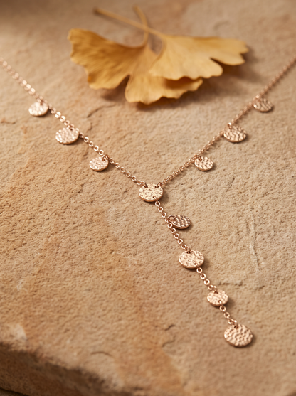 Collier Y Pastilles Martelées - Doré