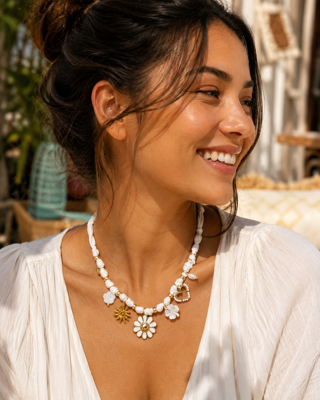 Collier Coquillages Blanc