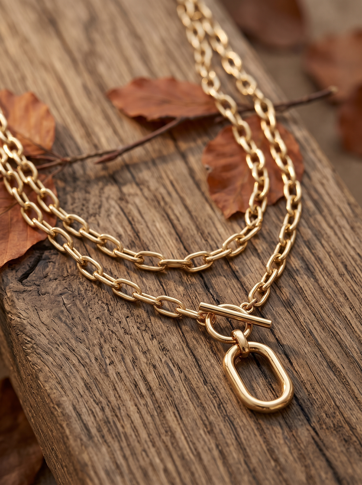 Collier Double Maille - Doré