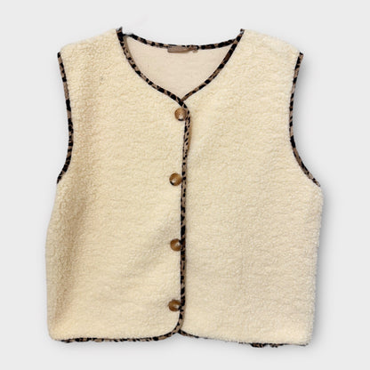 Gilet Cosy bordure léopard