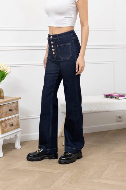 Jean Taille Haute à Boutons