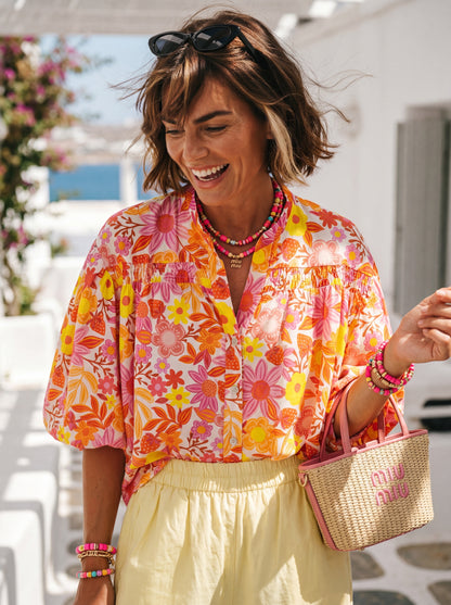 Chemise Orange Flowers