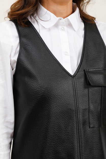 Robe Effet Cuir Noire