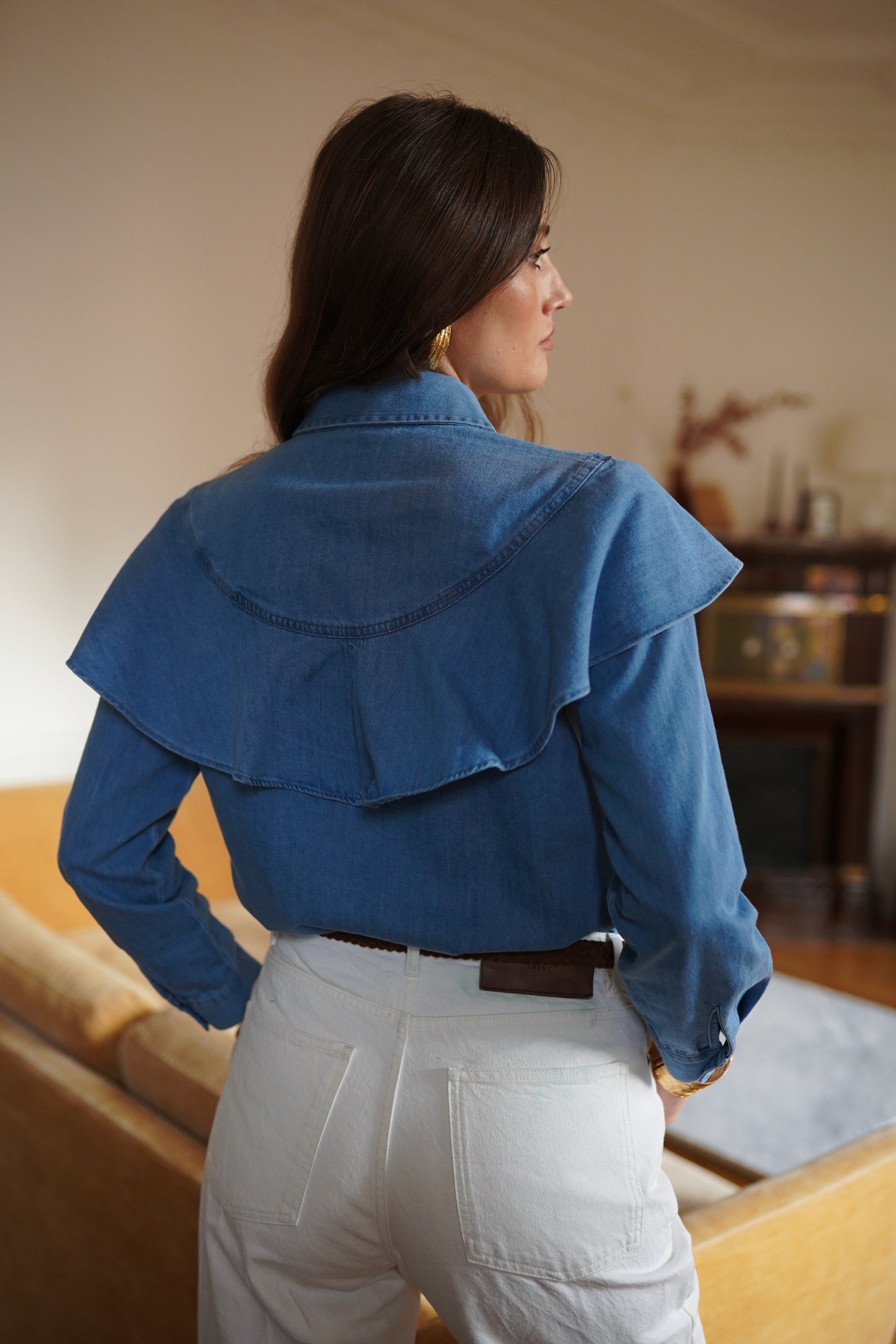 Chemise Denim Volantée