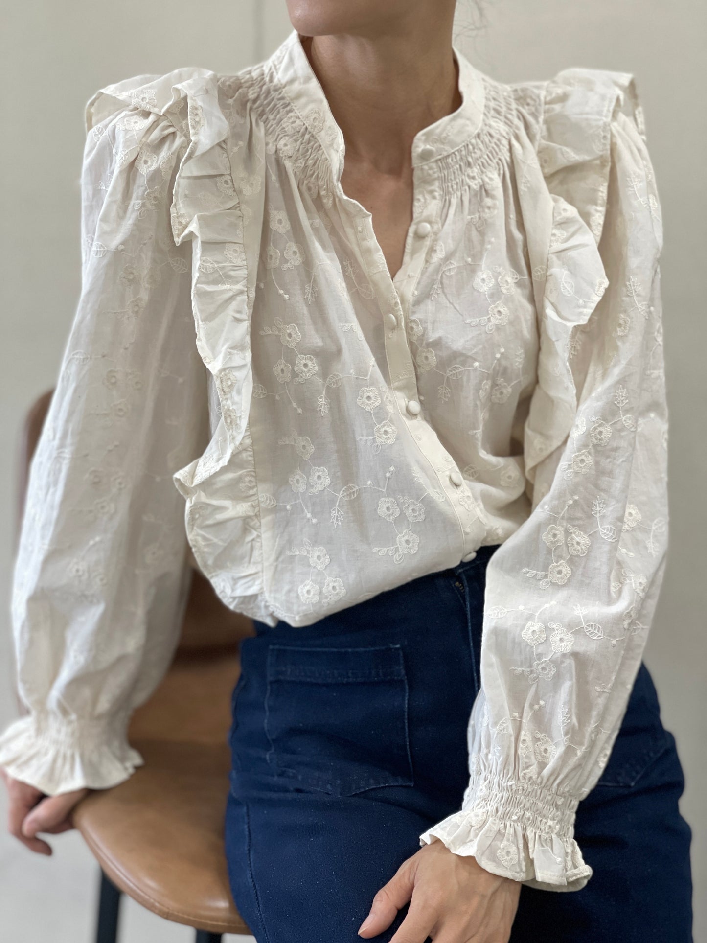 Chemise Manches Longues Brodée volants