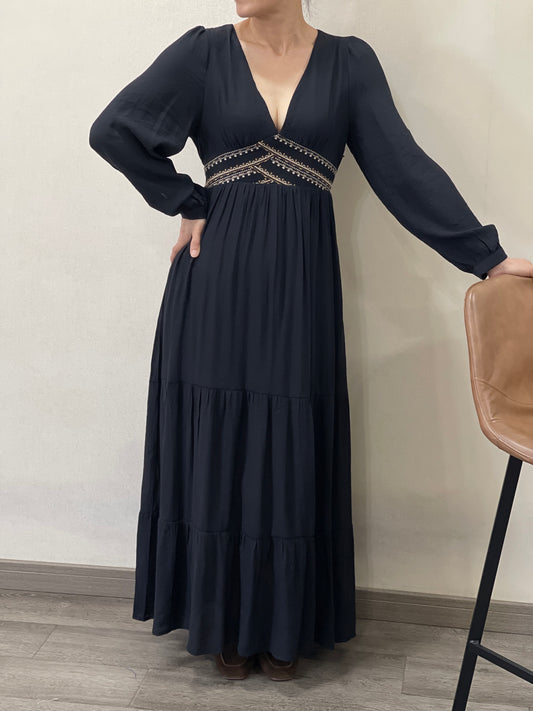 Robe Longue Fluide Col V