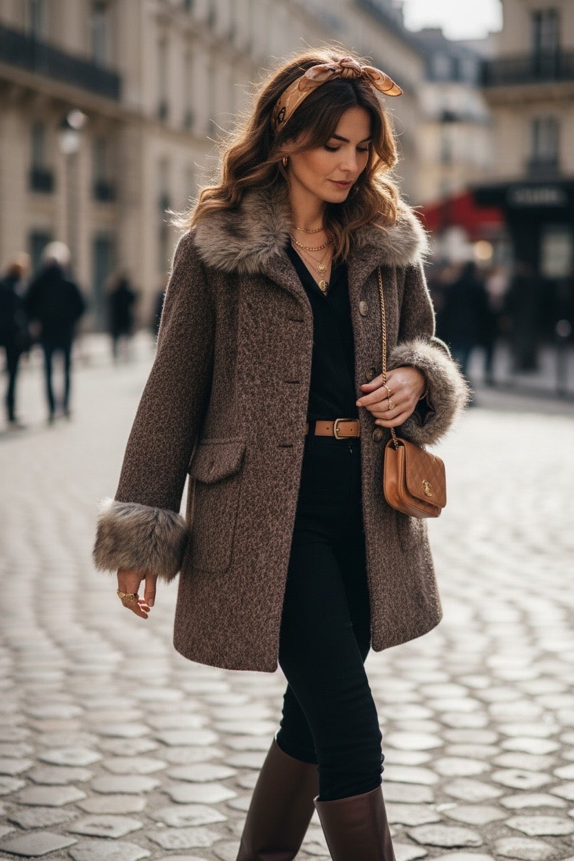 Manteau Laine Col Fourrure