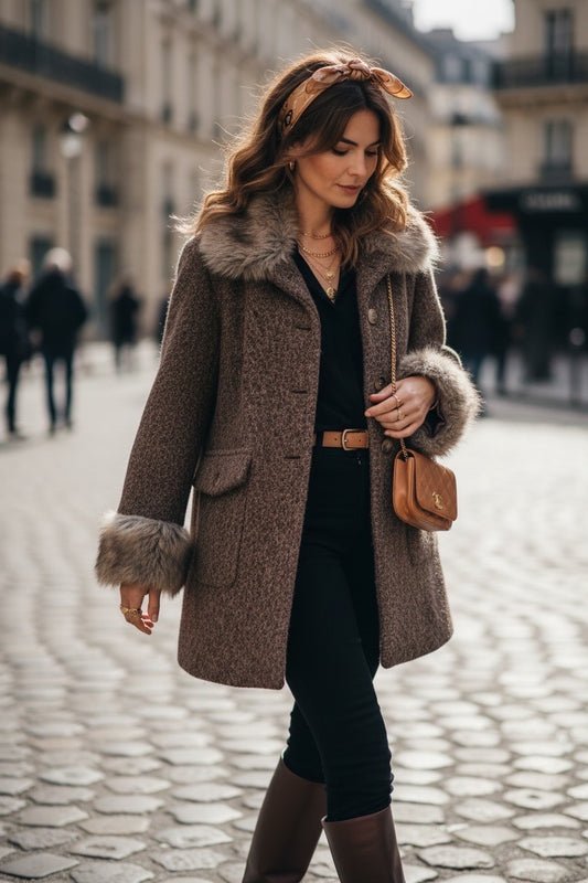 Manteau Laine Col Fourrure