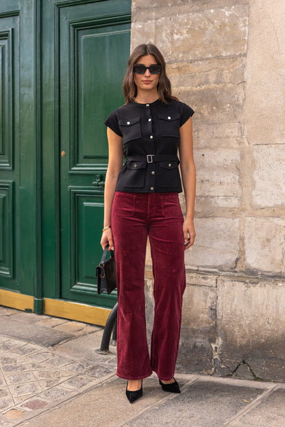 Pantalon Velours Côtelé Bordeaux