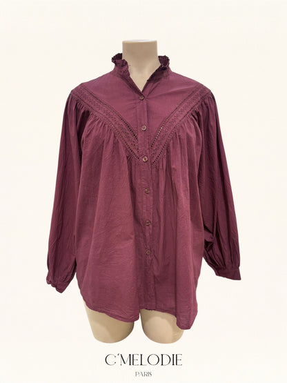 Chemise Manches Longues Dentelle - TU du 44 au 50