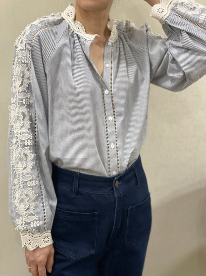 Chemise Rayée Dentelle
