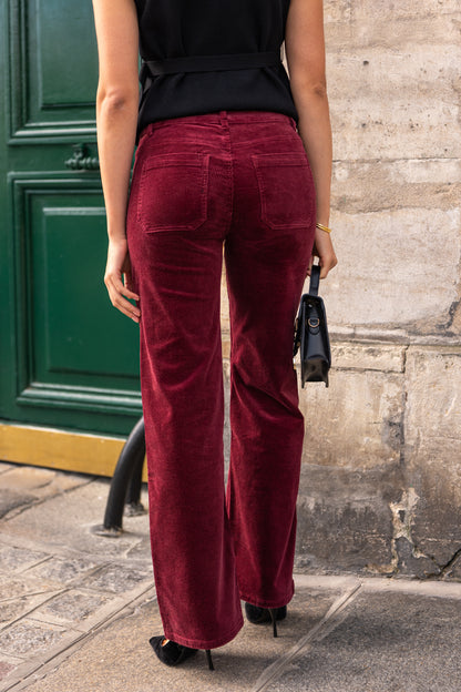 Pantalon Velours Côtelé Bordeaux