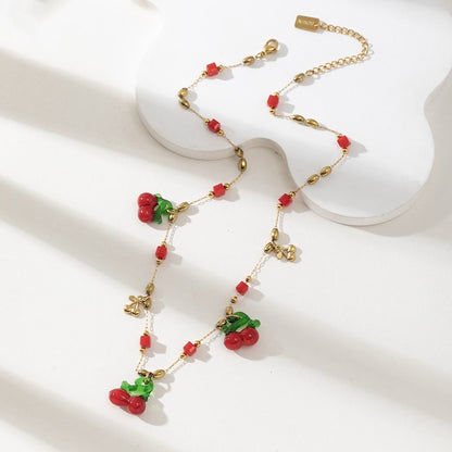 Collier fantaisie "Cerise d’Été"