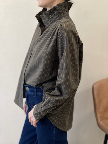 Chemise Kaki Rayures Fines