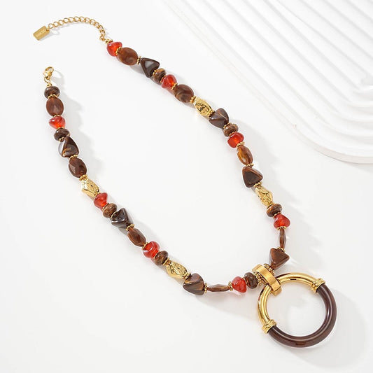 Collier Perles Brunes