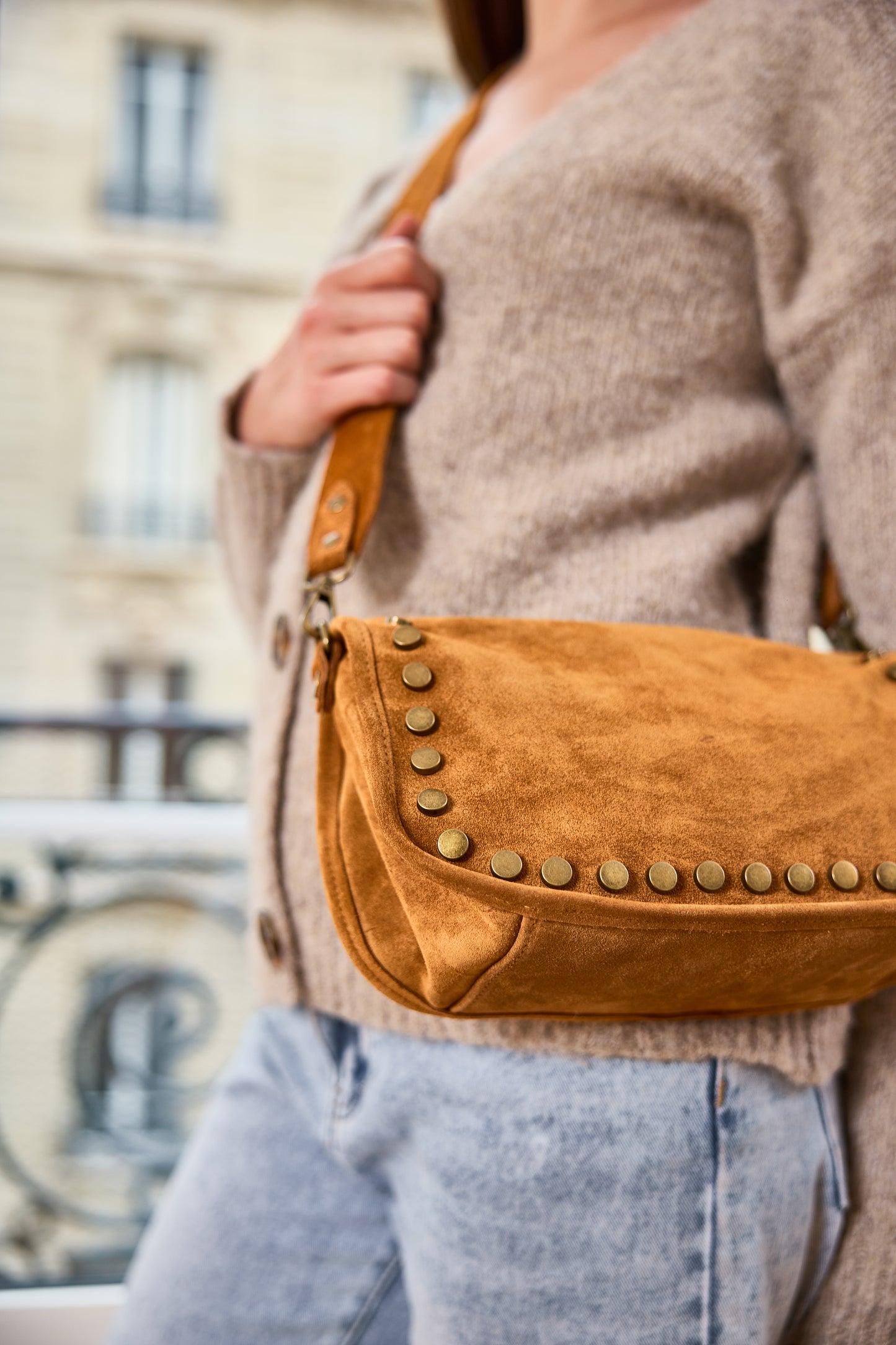 Sac en Cuir Suédé Camel