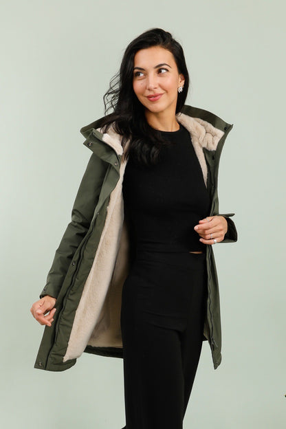 Parka Imperméable Fourré Bicolore