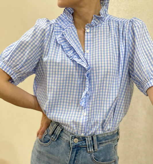 Chemise à Carreaux Volantée