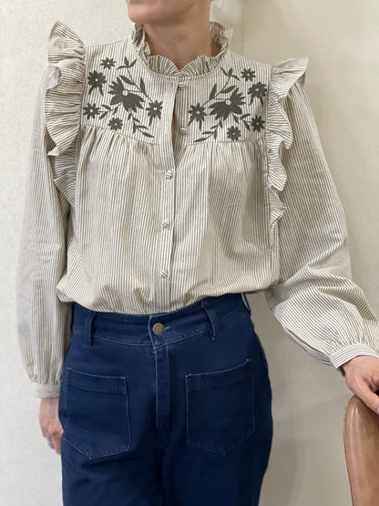 Chemise Rayée à Volants