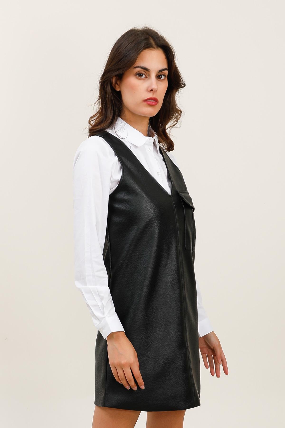 Robe Effet Cuir Noire