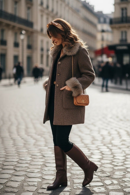 Manteau Laine Col Fourrure