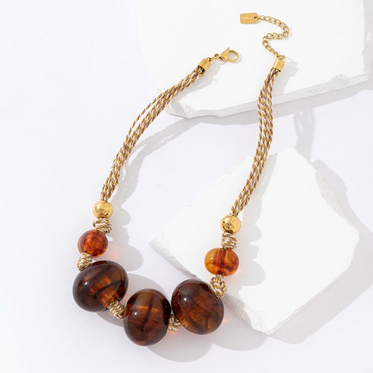 Collier Perles Ambre