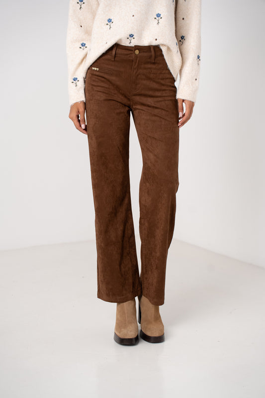 Pantalon Droit en Suédine