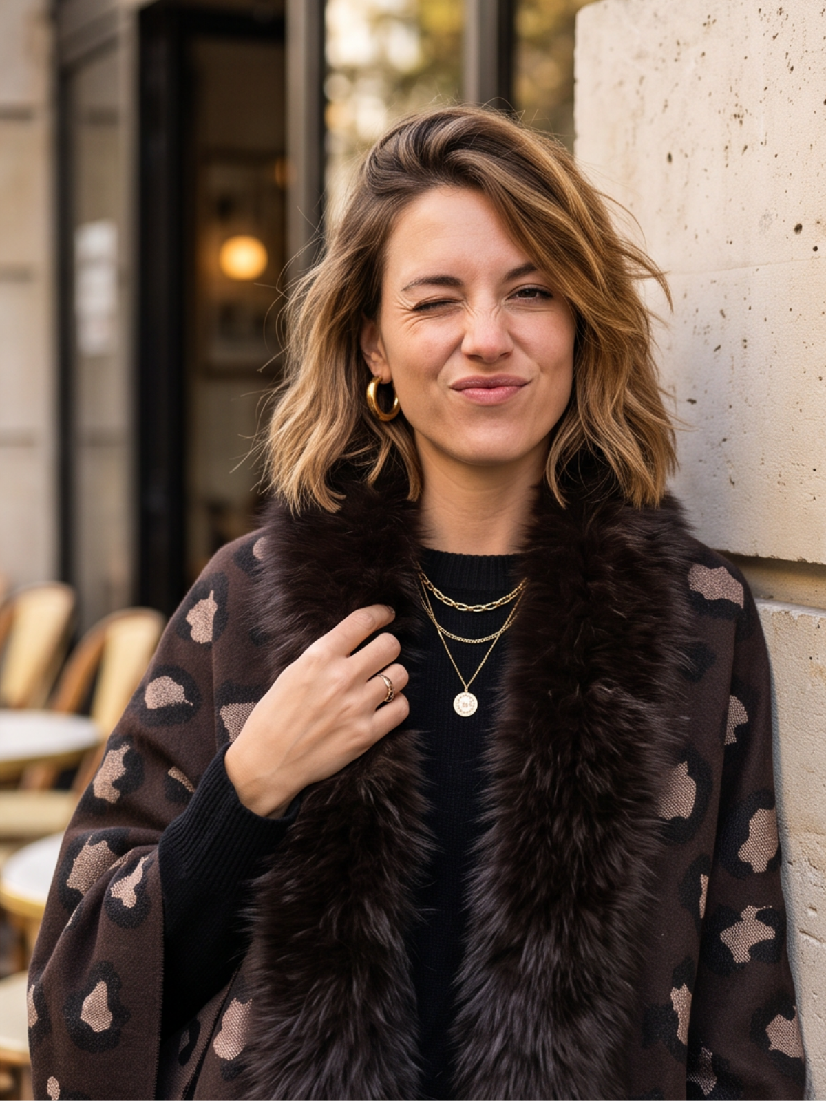 Étole Garance - Col Fausse Fourrure Marron