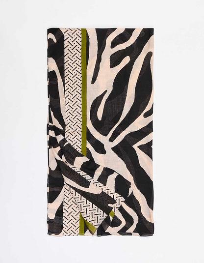 Étole Grimm zébra noir, détail bordure - La Fiancée du Mékong - Hippie Chic