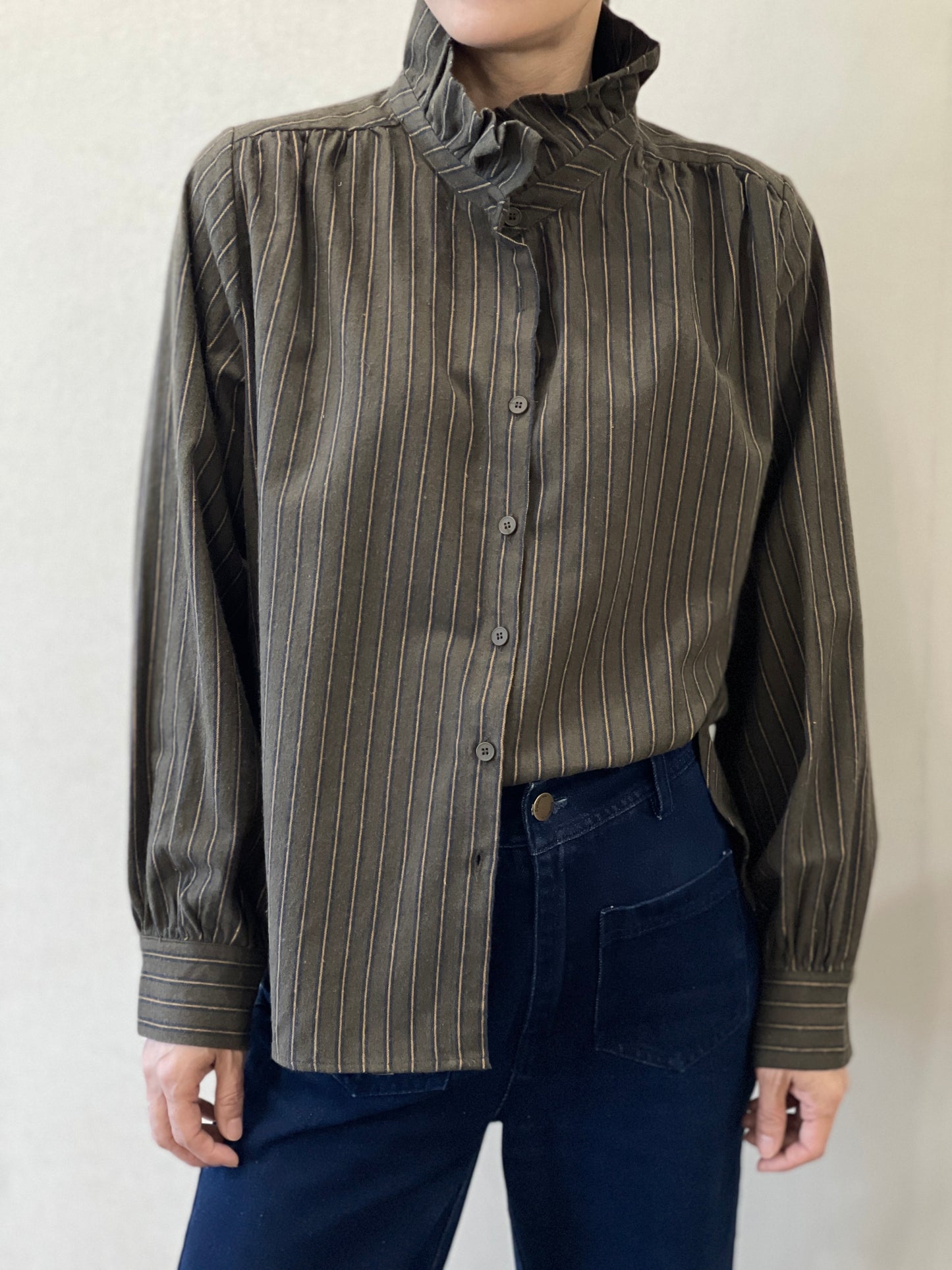 Chemise Kaki Rayures Fines