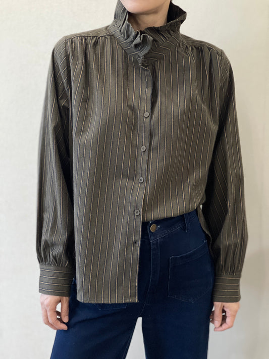 Chemise Kaki Rayures Fines