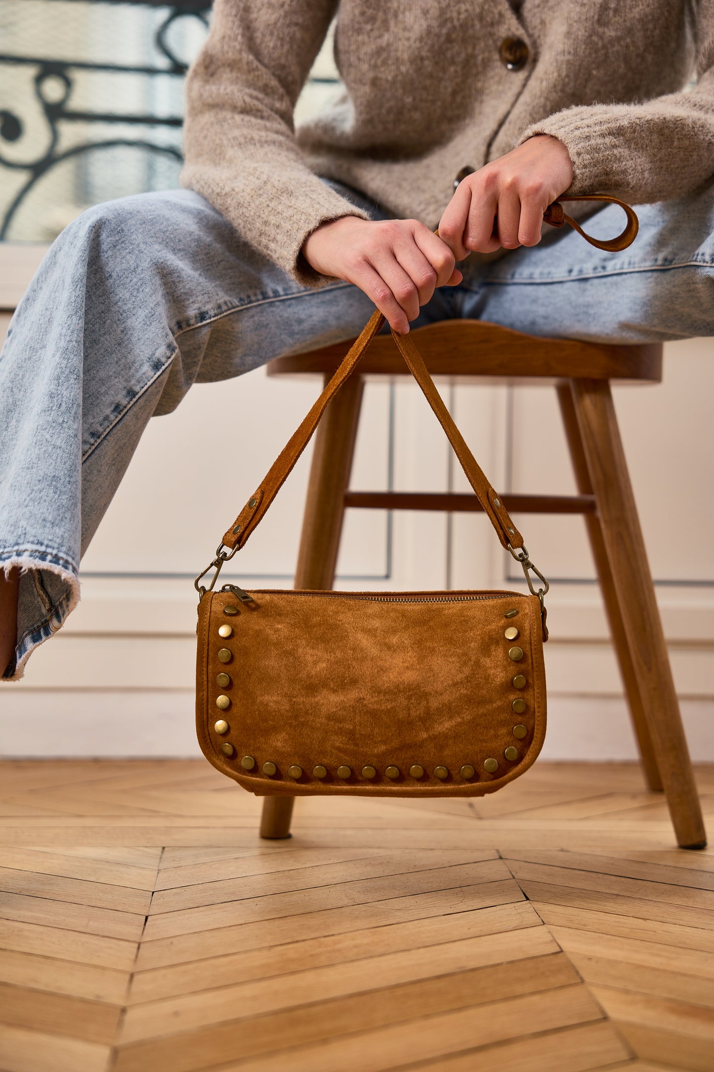 Sac en Cuir Suédé Camel