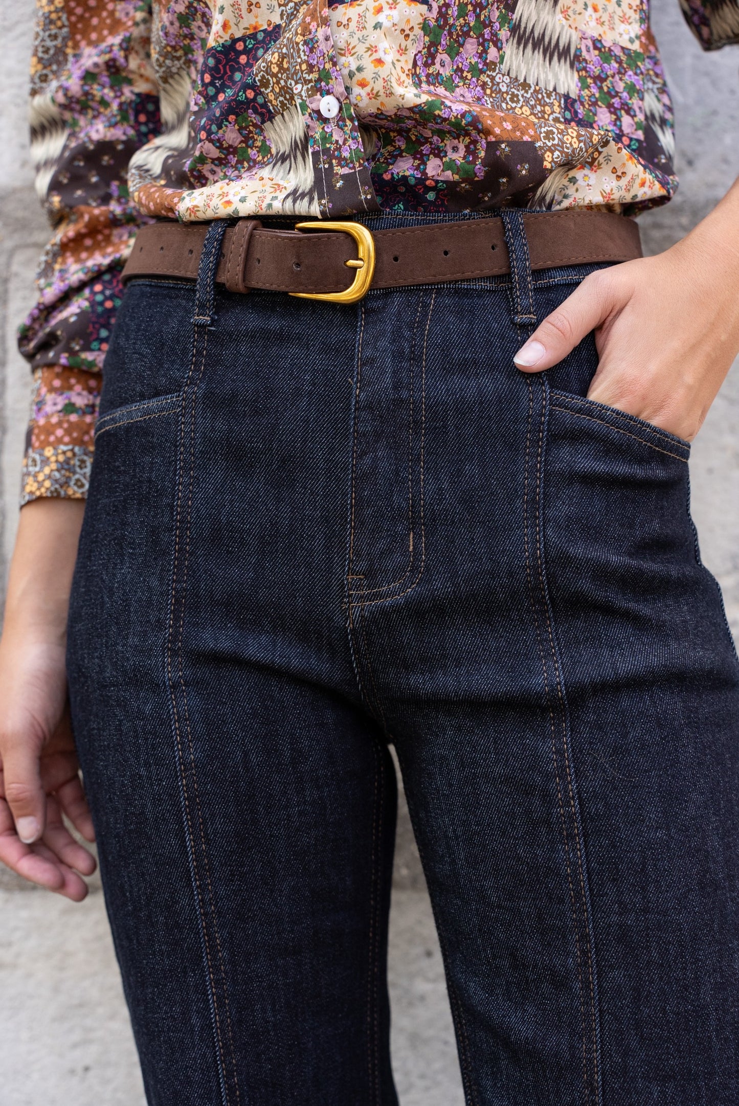 Jean Denim Brut avec Ceinture