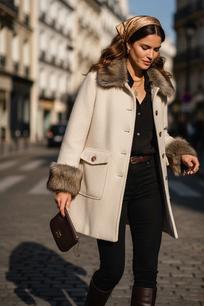 Manteau Laine Col Fourrure