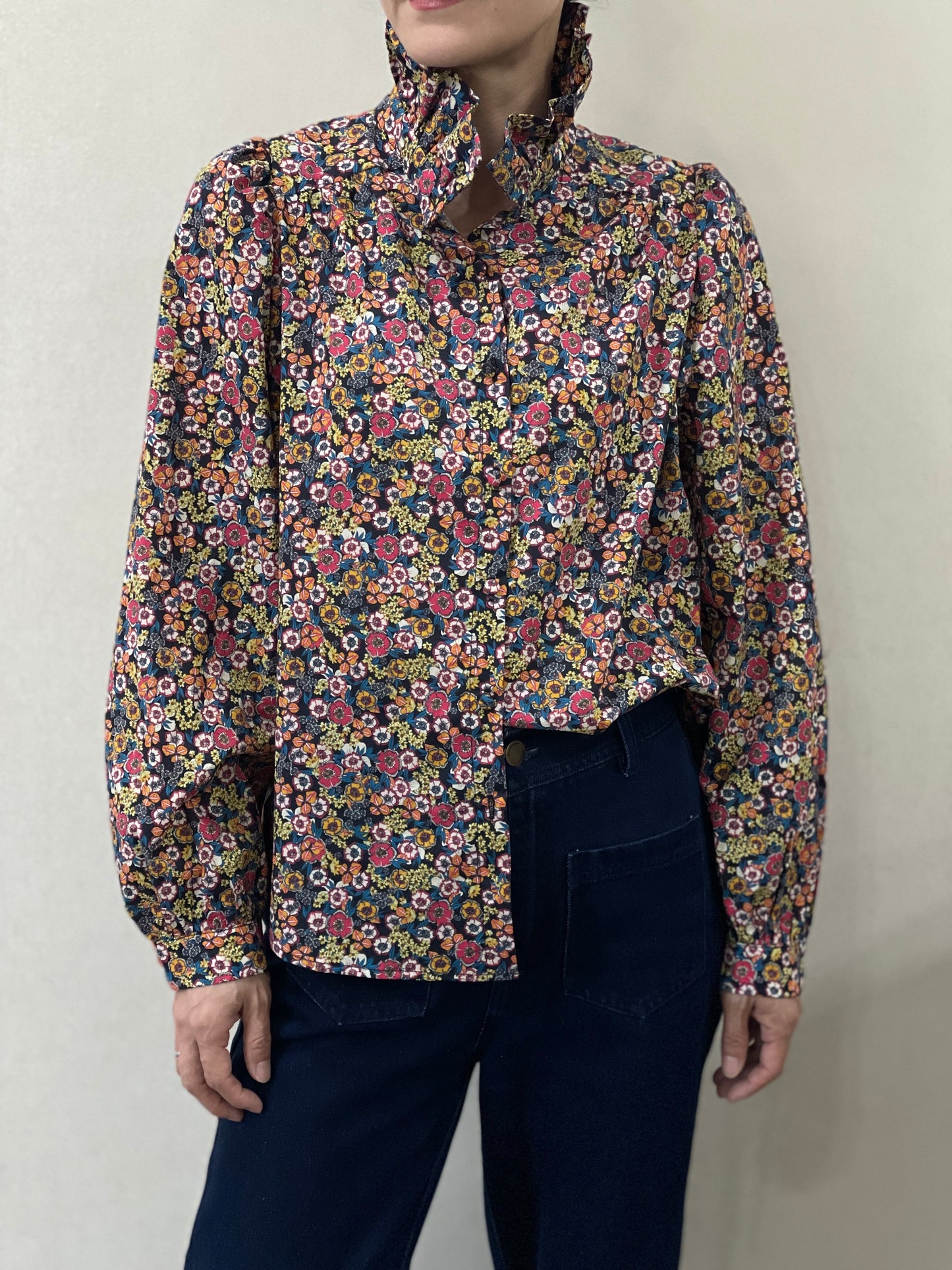 Chemise Col Montant Fleurie
