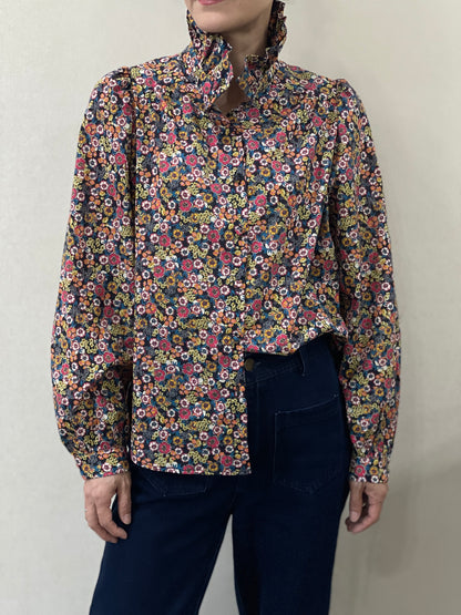 Chemise Col Montant Fleurie