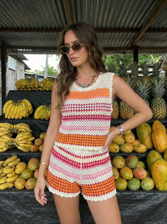 Top Crochet Rayures