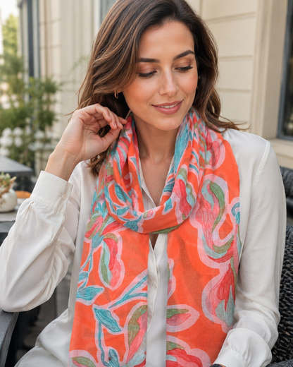 Foulard Coton Grandes Fleurs Détourées