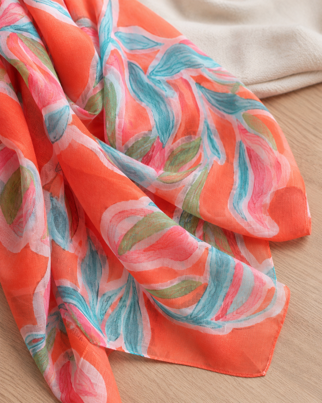 Foulard Coton Grandes Fleurs Détourées